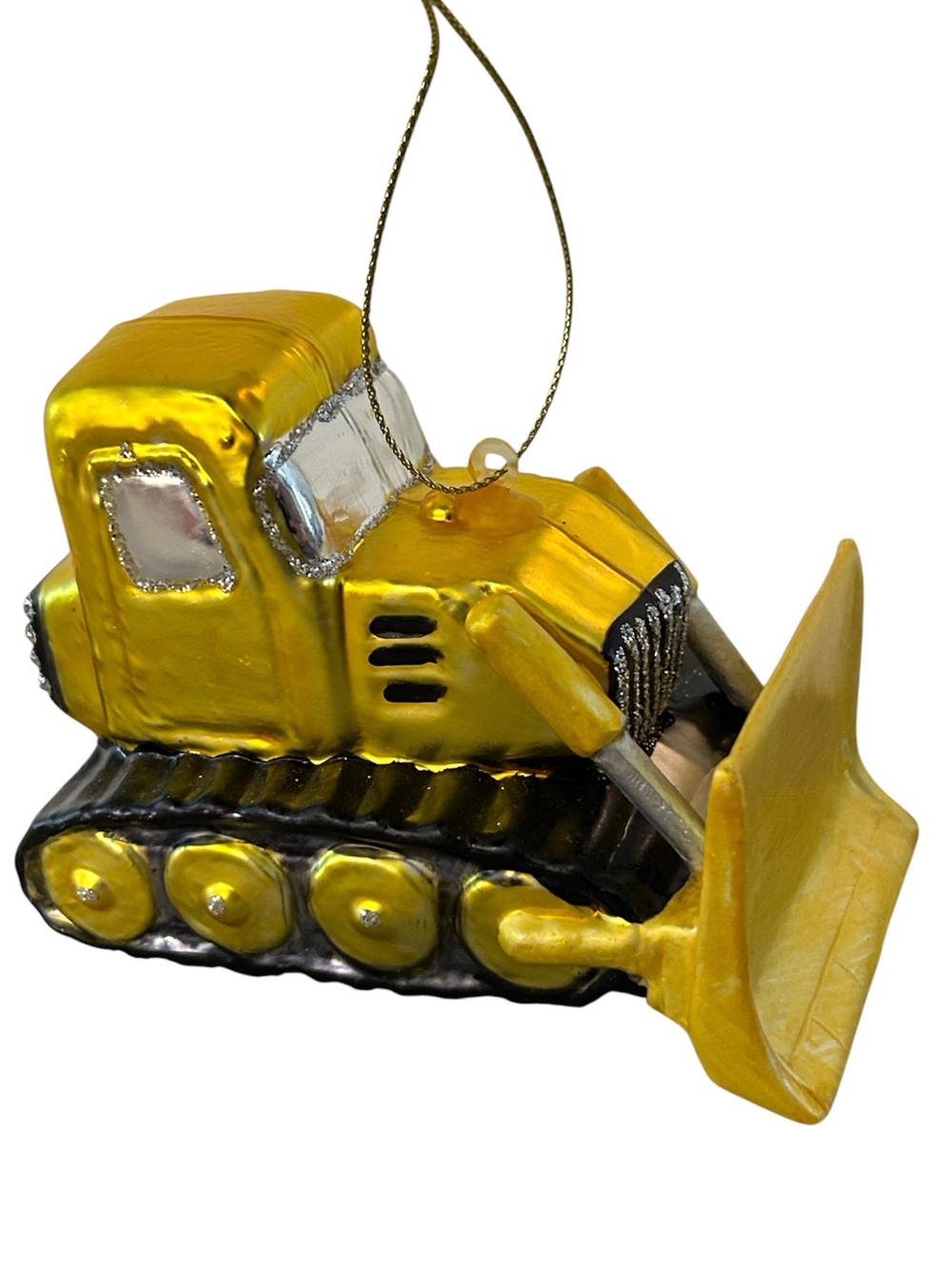 Yellow Bulldozer Christmas tree Ornament